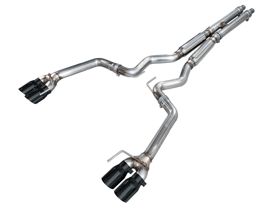 AWE Tuning Track Edition Cat-back Exhaust (Quad Diamond Black Tips) - 2018-2023 Ford Mustang GT 5.0