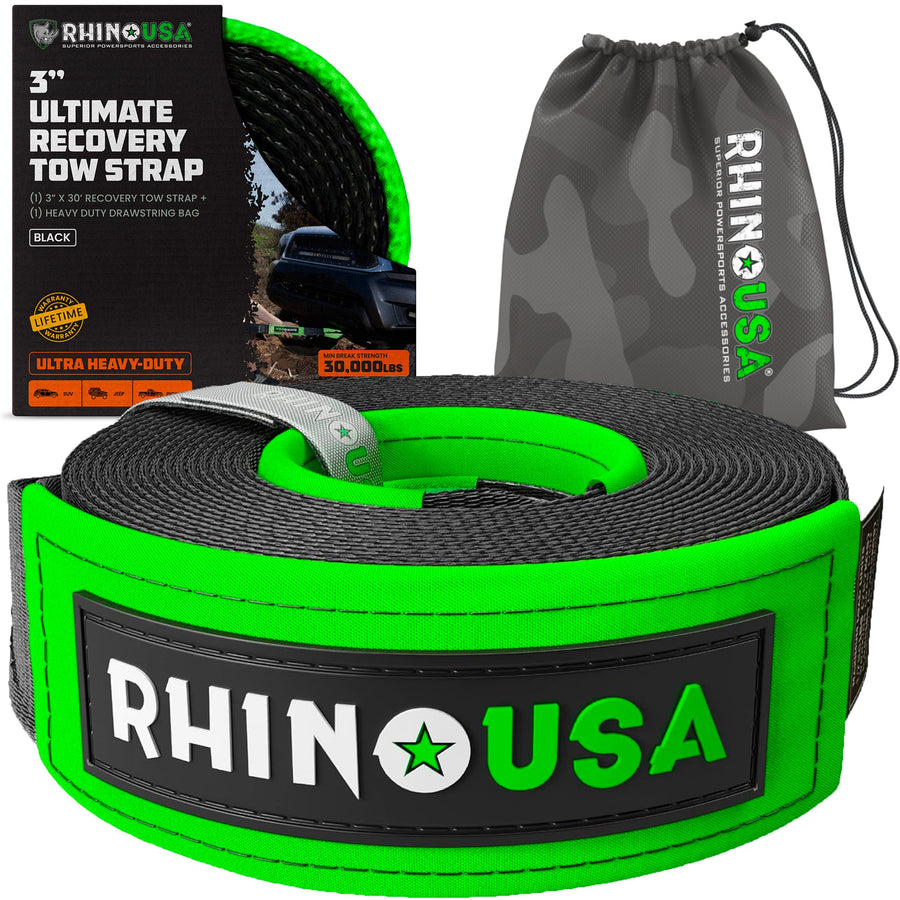 Rhino USA 3in x 30ft Ultimate Recovery Tow Strap, Black (TOWSTRAP-330) - 2017-2026 Ford F-250/F-350 Super Duty