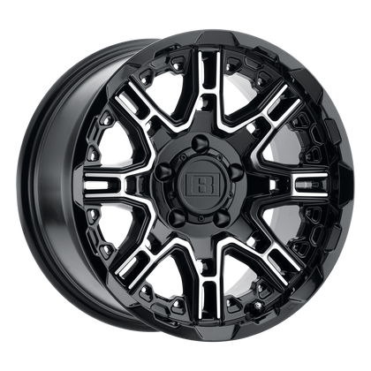 Level 8 | SLINGSHOT | Gloss Black W/ Machined Face | 24X10 | 6X135 | 35mm/6.88" | 2410LST356135B87
