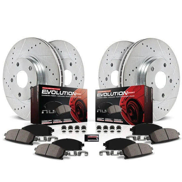 PowerStop Z23 Evolution Sport Front and Rear Brake Rotor and Pad Kit - 2015-2023 Ford Mustang GT & Mach 1