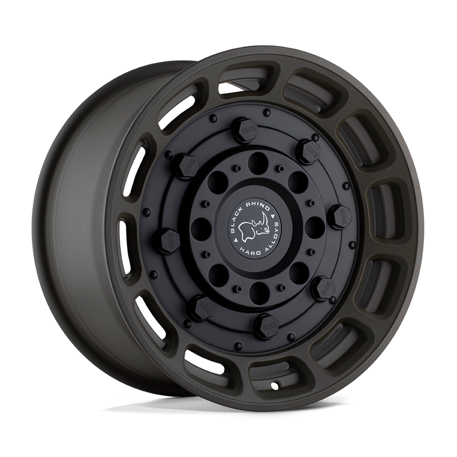 Black Rhino Hard Alloys | WARTHOG | Matte Olive Dab Green With Black Center | 17X8.5 | 6X139.7 | -18mm/4.04" | 1785WHG-86140N12