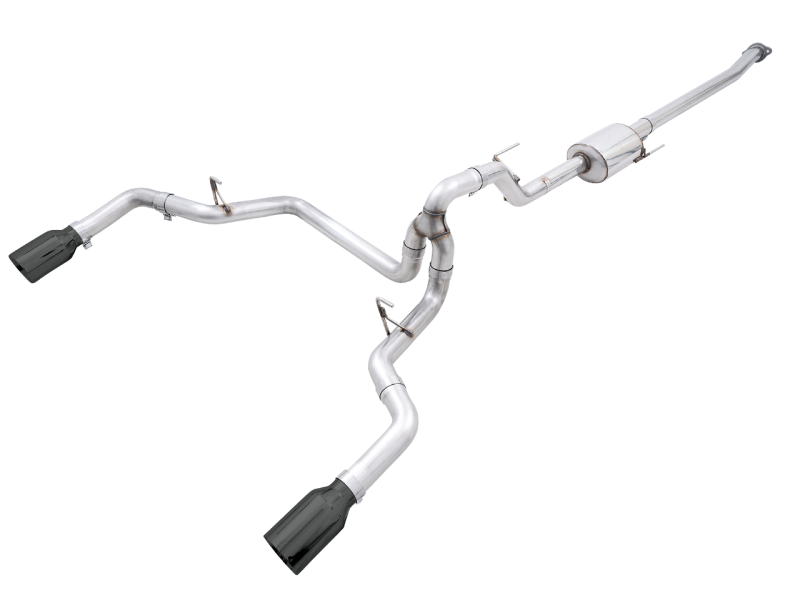 AWE 0FG 21-22 Ford F150 Dual Split Rear Cat-Back Exhaust- 5in Diamond Black Tips