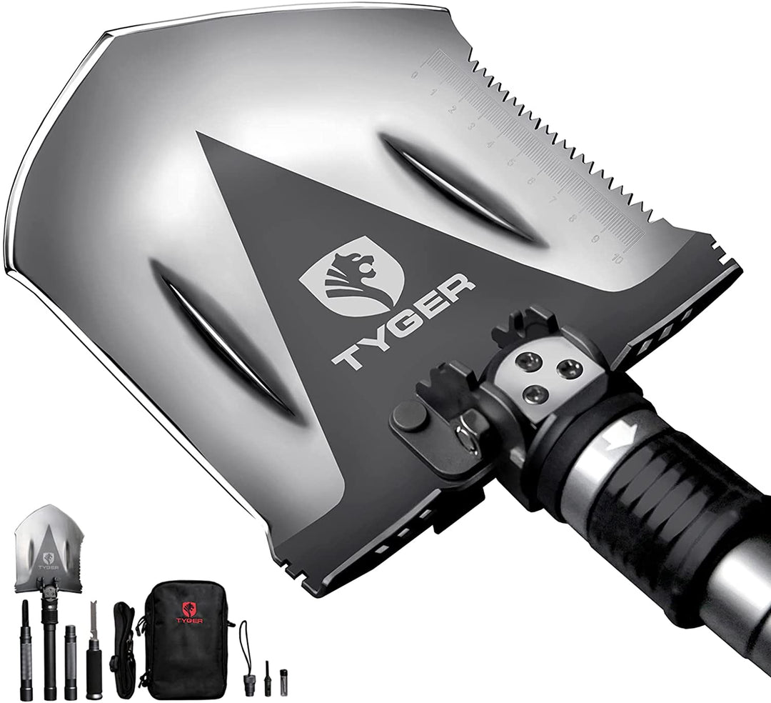 TYGER SHOVEL MILITARY HEAVY DUTY FOLDING COMPACT TOOL W/16-IN-1 MULTIFUNCTION