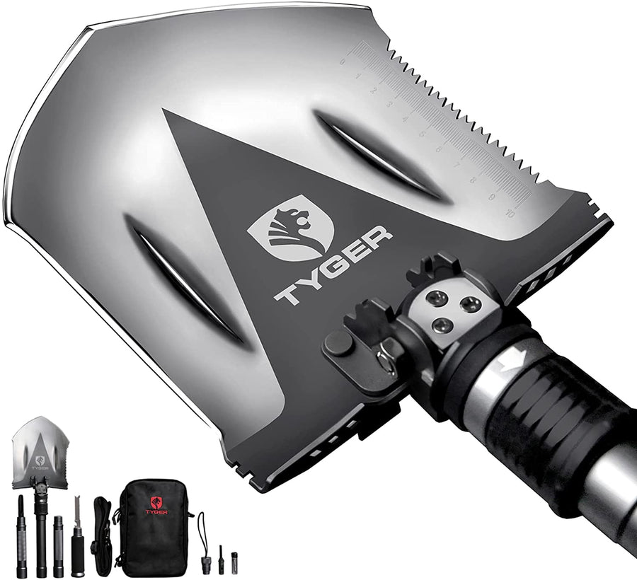 TYGER SHOVEL MILITARY HEAVY DUTY FOLDING COMPACT TOOL W/16-IN-1 MULTIFUNCTION