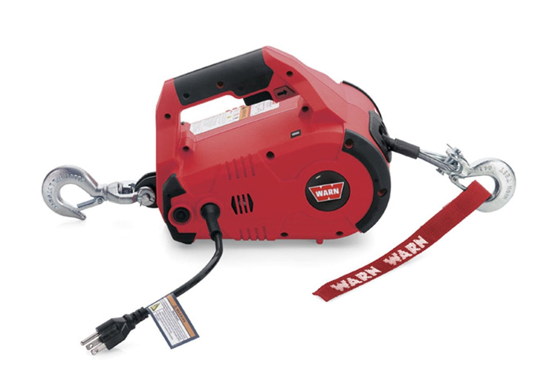 Warn 885000 Portable 1000 LB Cap 15 Ft Wire Rope Hook and Swiveling Anchor Hook Red