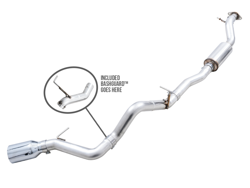 AWE Tuning 2021-2023 Ford Bronco 0FG Single Rear Exit Exhaust w/Chrome Silver Tip & Bash Guard
