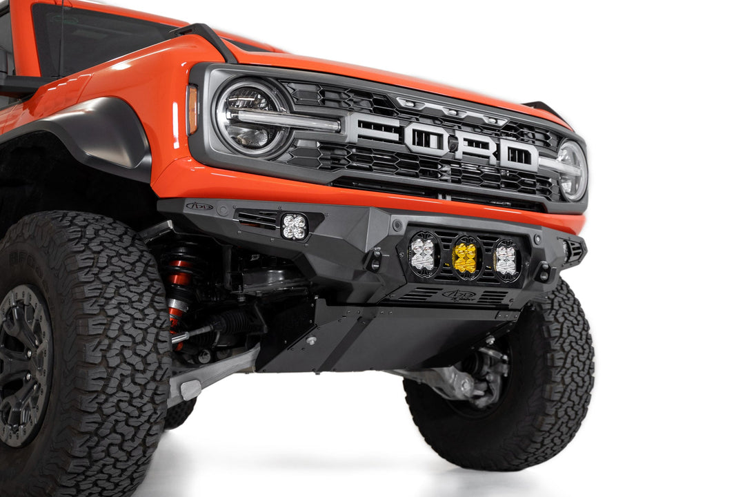 Addictive Desert Designs Bomber Front Bumper (Baja Designs LP4 Mounts) - 2022-2026 Ford Bronco Raptor