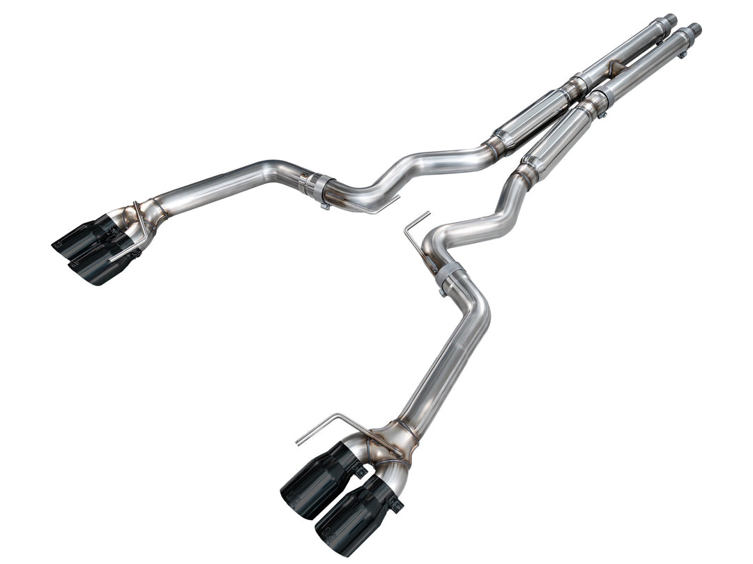 AWE Tuning Track Edition Cat-back Exhaust (Quad Diamond Black Tips) - 2018-2023 Ford Mustang GT 5.0
