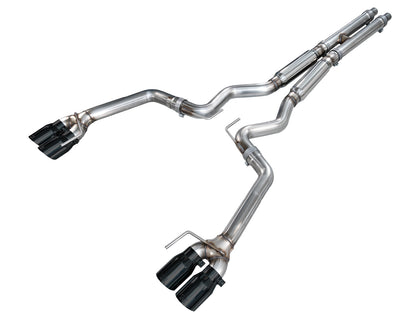 AWE Tuning Track Edition Cat-back Exhaust (Quad Diamond Black Tips) - 2018-2023 Ford Mustang GT 5.0