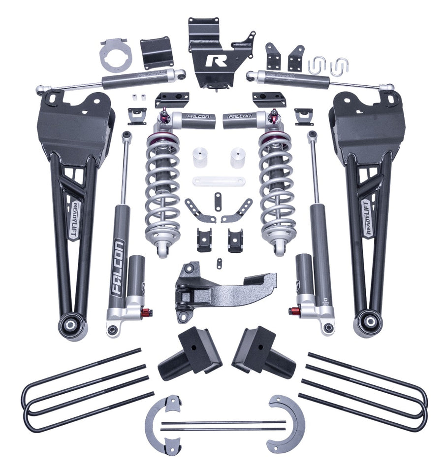 ReadyLift - 4" COILOVER SUSPENSION SYSTEM WITH FALCON MAX3.3 SHOCKS AND RADIUS ARMS - 2023-2026 FORD SUPER DUTY F250/F350 4WD