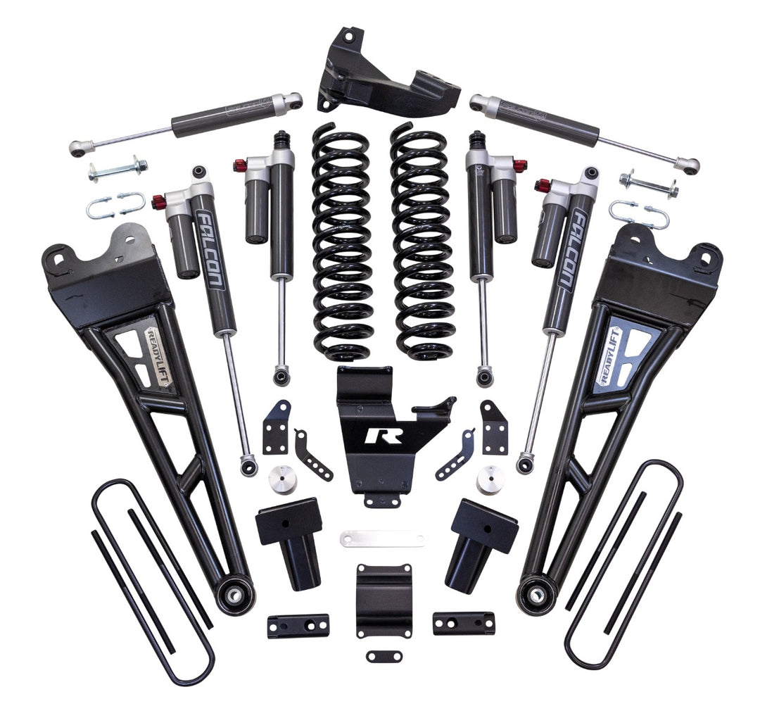 ReadyLift - 4" COIL SPRING SUSPENSION SYSTEM WITH FALCON MAX3.3 SHOCKS AND RADIUS ARMS - 2017-2022 FORD SUPER DUTY F250/F350 4WD