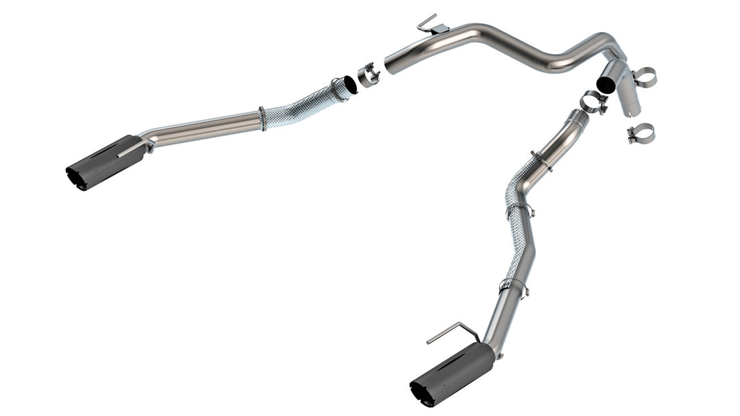 Borla Tail Pipe Kit with Brawler Style Black Tips - 2024-2026 Ford Ranger Raptor