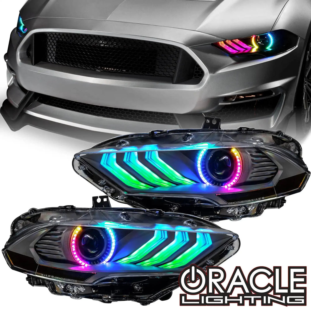 ORACLE Lighting Black Series Dynamic ColorSHIFT LED Headlights - 2018-2023 Ford Mustang