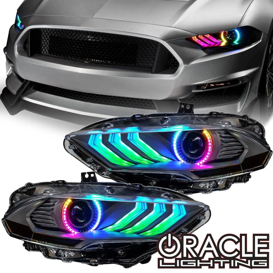 ORACLE Lighting Black Series Dynamic ColorSHIFT LED Headlights - 2018-2023 Ford Mustang