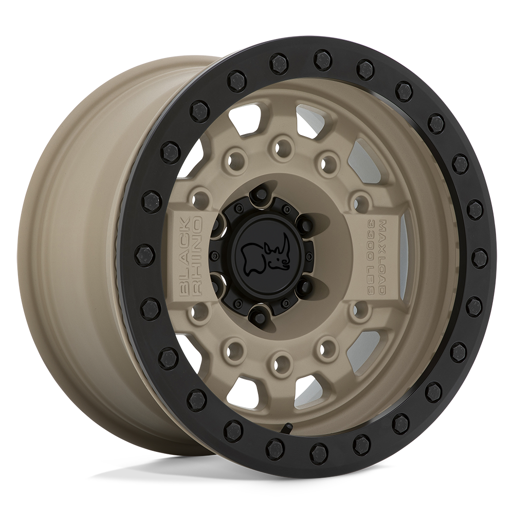 Black Rhino Hard Alloys | AVENGER BEADLOCK | Desert Sand W/ Black Hardware | 17X8.5 | 6X139.7 | -30mm/3.57" | 1785AVG-06140D12