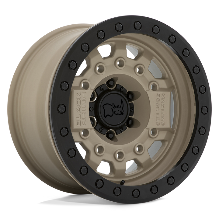 Black Rhino Hard Alloys | AVENGER BEADLOCK | Desert Sand W/ Black Hardware | 17X8.5 | 6X139.7 | -30mm/3.57" | 1785AVG-06140D12