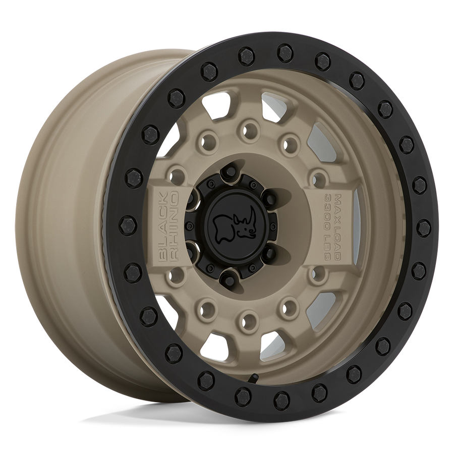 Black Rhino Hard Alloys | AVENGER BEADLOCK | Desert Sand W/ Black Hardware | 17X8.5 | 6X139.7 | -30mm/3.57" | 1785AVG-06140D12