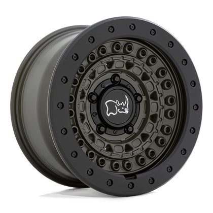 Black Rhino Hard Alloys | BARRICADE | Olive Drab Green With Black Rock Guard | 17X8.5 | 6X139.7 | -18mm/4.04" | 1785BCD-86140N12