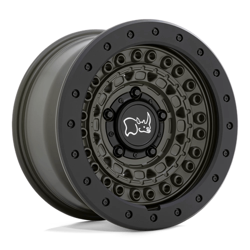 Black Rhino Hard Alloys | BARRICADE | Olive Drab Green With Black Rock Guard | 18X9 | 6X139.7 | 0mm/5" | 1890BCD006140N12