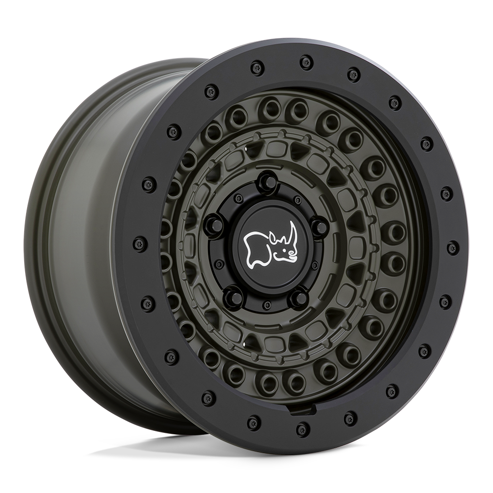 Black Rhino Hard Alloys | BARRICADE | Olive Drab Green With Black Rock Guard | 20X9 | 6X139.7 | 0mm/5" | 2090BCD006140N12