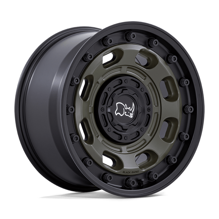 Black Rhino Hard Alloys | ATLAS | Olive Drab Green With Black Lip | 20X10 | 6X135/6X139.7 | -18mm/4.79" | BR007EB20106718N