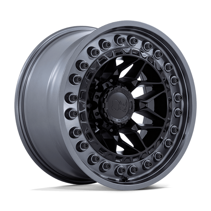Black Rhino Hard Alloys | ALPHA | Matte Black With Gunmetal Lip | 20X10 | 6X135 | -18mm/4.79" | BR008MA20106318N