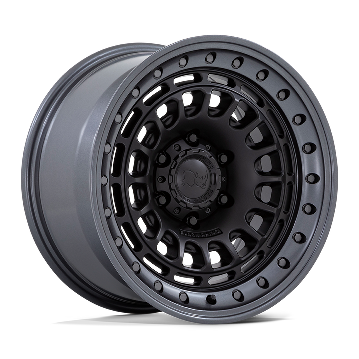 Black Rhino Hard Alloys | BR014 SAHARA | Matte Black W/ Gunmetal Lip | 17X9 | 6X139.7 | -12mm/4.53" | BR014MA17906812N