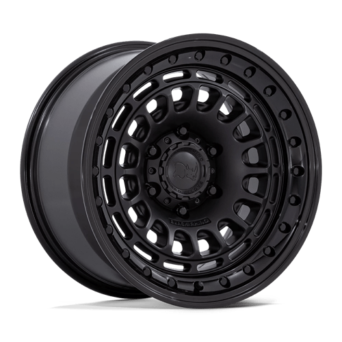Black Rhino Hard Alloys | BR014 SAHARA | Matte Black W/ Gloss Black Lip | 17X9 | 6X139.7 | -12mm/4.53" | BR014MB17906812N