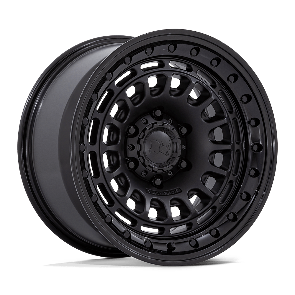 Black Rhino Hard Alloys | BR014 SAHARA | Matte Black W/ Gloss Black Lip | 17X9 | 6X139.7 | -12mm/4.53" | BR014MB17906812N
