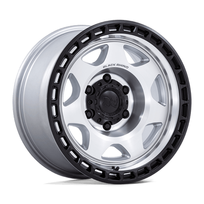 Black Rhino Hard Alloys | BR018 VOYAGER | Silver Machined Face W/ Matte Black Lip | 17X8.5 | 6X139.7 | 0mm/4.75" | BR018SD17856800