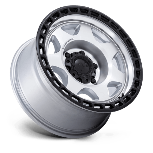 Black Rhino Hard Alloys | BR018 VOYAGER | Silver Machined Face W/ Matte Black Lip | 17X8.5 | 6X135 | 0mm/4.75" | BR018SD17856300
