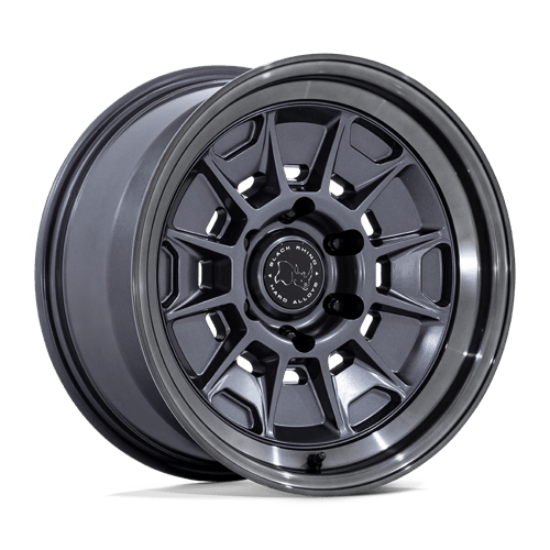Black Rhino Hard Alloys | BR021 MONDO | Matte Gunmetal W/ Gloss Gray Lip | 17X8.5 | 6X139.7 | -10mm/4.36" | BR021AA17856810N
