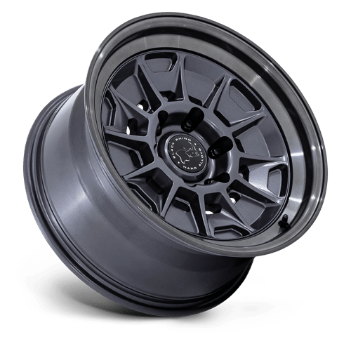 Black Rhino Hard Alloys | BR021 MONDO | Matte Gunmetal W/ Gloss Gray Lip | 17X8.5 | 6X139.7 | -10mm/4.36" | BR021AA17856810N