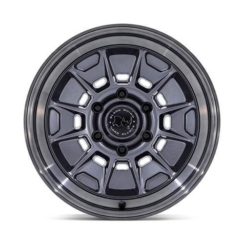 Black Rhino Hard Alloys | BR021 MONDO | Matte Gunmetal W/ Gloss Gray Lip | 17X8.5 | 6X139.7 | -10mm/4.36" | BR021AA17856810N