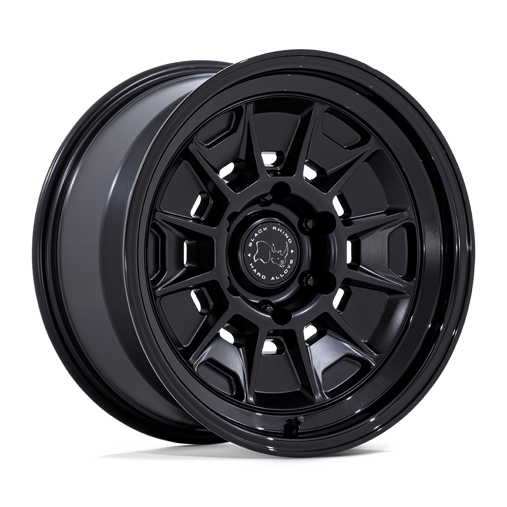 Black Rhino Hard Alloys | BR021 MONDO | Matte Black W/ Gloss Black Lip | 17X8.5 | 6X139.7 | -10mm/4.36" | BR021MB17856810N