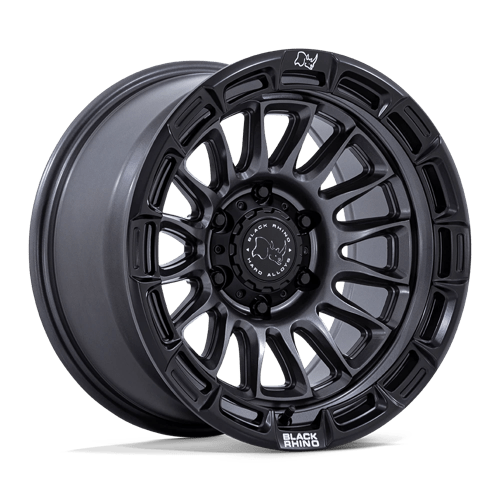 Black Rhino Hard Alloys | BR025 RIVAL | Matte Gunmetal W/ Matte Black Lip | 17X8.5 | 6X139.7 | 10mm/5.14" | BR025AB17856810