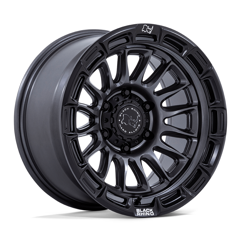 Black Rhino Hard Alloys | BR025 RIVAL | Matte Gunmetal W/ Matte Black Lip | 17X8.5 | 6X139.7 | 10mm/5.14" | BR025AB17856810
