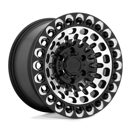 Black Rhino Hard Alloys | LABYRINTH | Gloss Black With Machined Face & Milling | 17X9.5 | 6X135 | 12mm/5.72" | 1795LBY126135B87