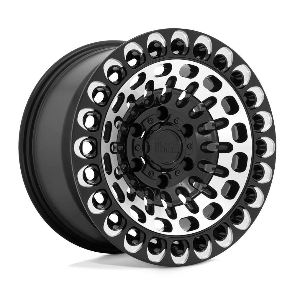 Black Rhino Hard Alloys | LABYRINTH | Gloss Black With Machined Face & Milling | 17X9.5 | 6X135 | 12mm/5.72" | 1795LBY126135B87