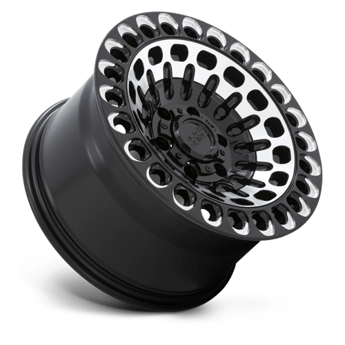 Black Rhino Hard Alloys | LABYRINTH | Gloss Black With Machined Face & Milling | 17X9.5 | 6X135 | 12mm/5.72" | 1795LBY126135B87