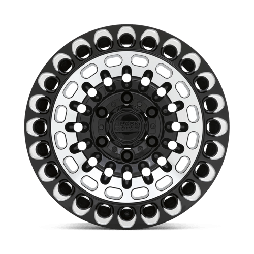 Black Rhino Hard Alloys | LABYRINTH | Gloss Black With Machined Face & Milling | 17X9.5 | 6X135 | 12mm/5.72" | 1795LBY126135B87