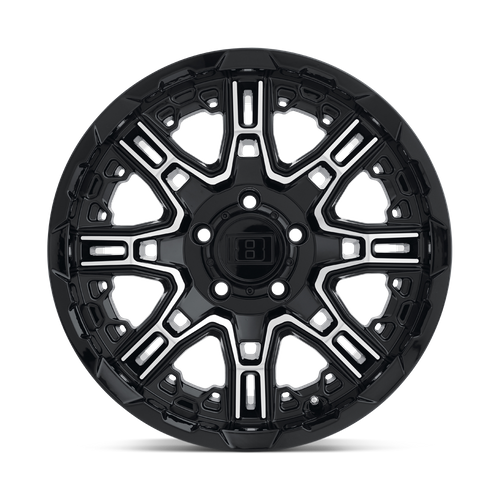 Level 8 | SLINGSHOT | Gloss Black W/ Machined Face | 17X8.5 | 5X114.3 | -10mm/4.36" | 1785LST-05114B76