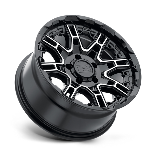 Level 8 | SLINGSHOT | Gloss Black W/ Machined Face | 17X8.5 | 5X114.3 | -10mm/4.36" | 1785LST-05114B76