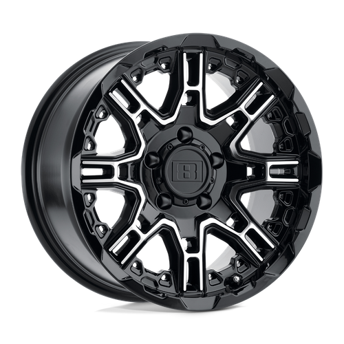 Level 8 | SLINGSHOT | Gloss Black W/ Machined Face | 22X10 | 6X135 | -12mm/5.03" | 2210LST-26135B87