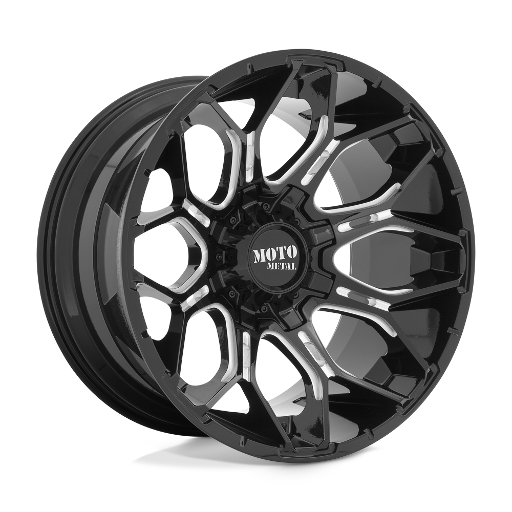 Moto Metal | MO808 SNIPER | Gloss Black Milled | 20X10 | 8X170 | -18mm/4.79" | MO80821087318N