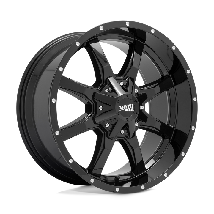 Moto Metal | MO970 | Gloss Black With Milled Lip | 20X10 | 6X135/6X139.7 | -24mm/4.56" | MO970210673A24NUS