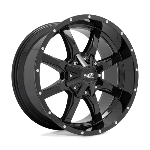 Moto Metal | MO970 | Gloss Black With Milled Lip | 20X10 | 6X135/6X139.7 | -24mm/4.56" | MO970210673A24NUS