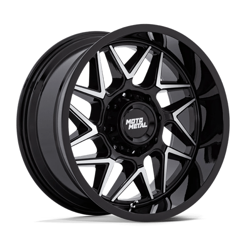 Moto Metal | MO812 TURBINE | Gloss Black W/ Machined Face | 20X10 | 6X139.7 | -18mm/4.79" | MO812BD20106818N