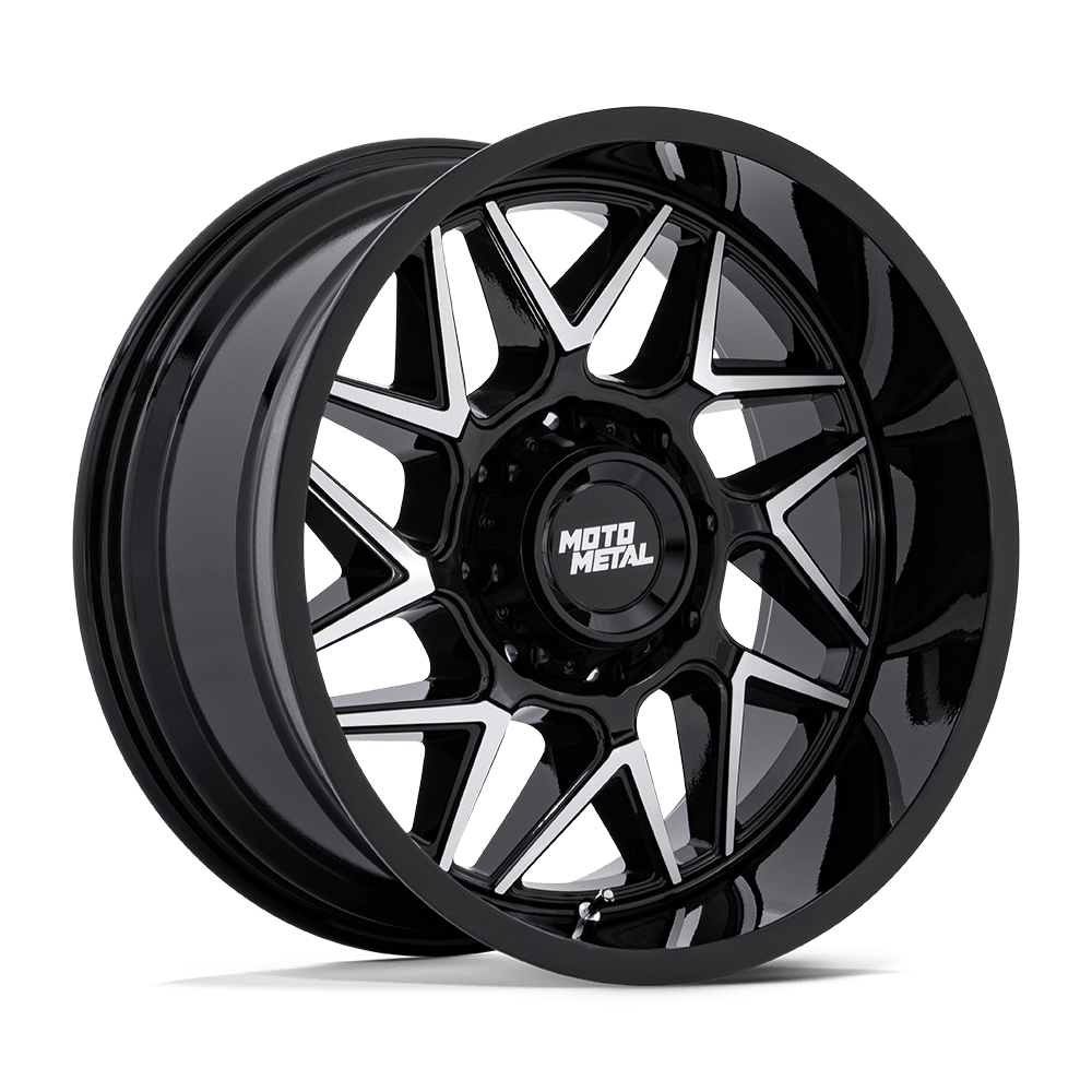 Moto Metal | MO812 TURBINE | Gloss Black W/ Machined Face | 20X10 | 6X139.7 | -18mm/4.79" | MO812BD20106818N