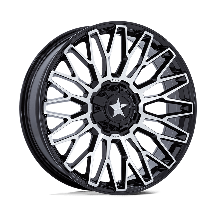 MSA Offroad Wheels | M50 CLUBBER | Gloss Black Machined | 20X7 | 5X114.3 | 0mm/4" | MA050BD20701200